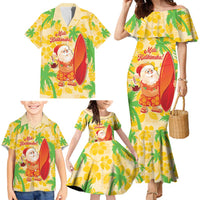 Aloha Hawaii Christmas Family Matching Mermaid Dress and Hawaiian Shirt Mele Kalikimaka Funny Santa Palaka Quilt Motifs LT14 - Polynesian Pride