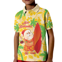Aloha Hawaii Christmas Kid Polo Shirt Mele Kalikimaka Funny Santa Palaka Quilt Motifs LT14 Kid Yellow - Polynesian Pride