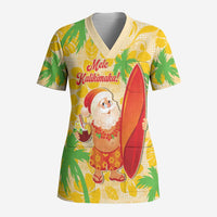 Aloha Hawaii Christmas Scrub Top Mele Kalikimaka Funny Santa Palaka Quilt Motifs - Polynesian Pride
