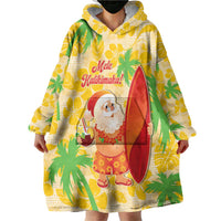 Aloha Hawaii Christmas Wearable Blanket Hoodie Mele Kalikimaka Funny Santa Palaka Quilt Motifs LT14 - Polynesian Pride