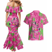 Aloha Hawaii Christmas Couples Matching Mermaid Dress and Hawaiian Shirt Mele Kalikimaka Chill Flamingo Palaka Quilt Motifs LT14 - Polynesian Pride