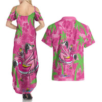 Aloha Hawaii Christmas Couples Matching Summer Maxi Dress and Hawaiian Shirt Mele Kalikimaka Chill Flamingo Palaka Quilt Motifs LT14 - Polynesian Pride