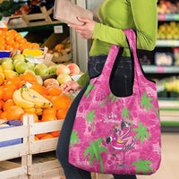 Aloha Hawaii Christmas Grocery Bag Mele Kalikimaka Chill Flamingo Palaka Quilt Motifs - Polynesian Pride