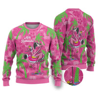 Aloha Hawaii Christmas Ugly Christmas Sweater Mele Kalikimaka Chill Flamingo Palaka Quilt Motifs - Polynesian Pride