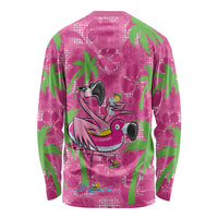Aloha Hawaii Christmas Long Sleeve Shirt Mele Kalikimaka Chill Flamingo Palaka Quilt Motifs LT14 - Polynesian Pride
