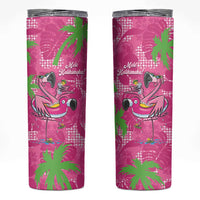 Aloha Hawaii Christmas Skinny Tumbler Mele Kalikimaka Chill Flamingo Palaka Quilt Motifs LT14 Pink - Polynesian Pride