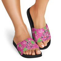 Aloha Hawaii Christmas Slide Sandals Mele Kalikimaka Chill Flamingo Palaka Quilt Motifs - Polynesian Pride