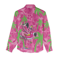 Aloha Hawaii Christmas Women Casual Shirt Mele Kalikimaka Chill Flamingo Palaka Quilt Motifs LT14 - Polynesian Pride
