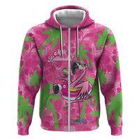 Aloha Hawaii Christmas Zip Hoodie Mele Kalikimaka Chill Flamingo Palaka Quilt Motifs LT14 Zip Hoodie Pink - Polynesian Pride
