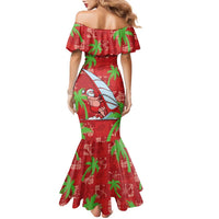 Aloha Hawaii Christmas Family Matching Mermaid Dress and Hawaiian Shirt Mele Kalikimaka Windsurfing Santa Palaka Quilt Motifs LT14 - Polynesian Pride