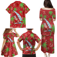 Aloha Hawaii Christmas Family Matching Puletasi and Hawaiian Shirt Mele Kalikimaka Windsurfing Santa Palaka Quilt Motifs LT14 - Polynesian Pride