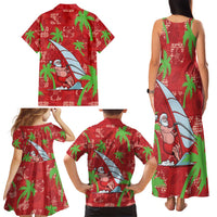 Aloha Hawaii Christmas Family Matching Tank Maxi Dress and Hawaiian Shirt Mele Kalikimaka Windsurfing Santa Palaka Quilt Motifs LT14 - Polynesian Pride