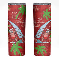 Aloha Hawaii Christmas Skinny Tumbler Mele Kalikimaka Windsurfing Santa Palaka Quilt Motifs LT14 Red - Polynesian Pride
