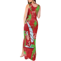 Aloha Hawaii Christmas Tank Maxi Dress Mele Kalikimaka Windsurfing Santa Palaka Quilt Motifs - Polynesian Pride