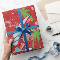 Aloha Hawaii Christmas Wrapping Paper Mele Kalikimaka Windsurfing Santa Palaka Quilt Motifs - Polynesian Pride