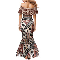 Bula Fiji Family Matching Mermaid Dress and Hawaiian Shirt Unique Masi Tapa Pattern LT14 - Polynesian Pride