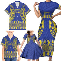Fakaalofa Lahi Atu Niue Family Matching Short Sleeve Bodycon Dress and Hawaiian Shirt Siapo Pattern With Puakenikeni LT14 - Polynesian Pride