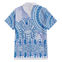 Niue Language Week Family Matching Summer Maxi Dress and Hawaiian Shirt The Rock Coconut Crab - Siapo Blue Pastel LT14 - Polynesian Pride