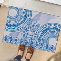 Niue Language Week Rubber Doormat The Rock Coconut Crab - Siapo Blue Pastel LT14 - Polynesian Pride