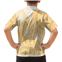 Niue Language Week Family Matching Mermaid Dress and Hawaiian Shirt The Rock Coconut Crab - Siapo Gold Pastel LT14 - Polynesian Pride