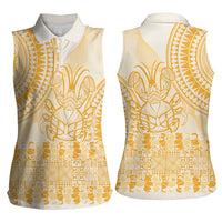 Niue Language Week Women Sleeveless Polo Shirt The Rock Coconut Crab - Siapo Gold Pastel