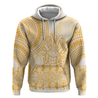 Niue Language Week Zip Hoodie The Rock Coconut Crab - Siapo Gold Pastel LT14 Pullover Hoodie Gold - Polynesian Pride