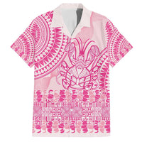 Pink Niue Language Week Family Matching Long Sleeve Bodycon Dress and Hawaiian Shirt The Rock Coconut Crab - Siapo Pattern LT14 Dad's Shirt - Short Sleeve Pink - Polynesian Pride