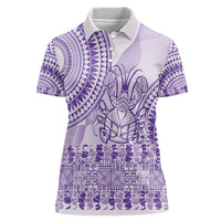 Purple Niue Language Week Women Polo Shirt The Rock Coconut Crab - Siapo Pattern LT14 Female Purple - Polynesian Pride
