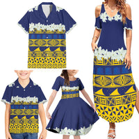 Tokelau Language Week Family Matching Summer Maxi Dress and Hawaiian Shirt Tokelauan Tuluma With Gardenia Thunbergia LT14 - Polynesian Pride
