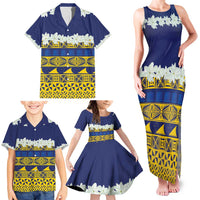 Tokelau Language Week Family Matching Tank Maxi Dress and Hawaiian Shirt Tokelauan Tuluma With Gardenia Thunbergia LT14 - Polynesian Pride