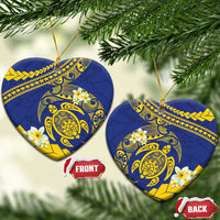 Te Vaiaho o te Gagana Tokelau Ceramic Ornament Polynesian Turtle - Malo Ni! LT14 Heart Blue - Polynesian Pride