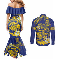 Te Vaiaho o te Gagana Tokelau Couples Matching Mermaid Dress and Long Sleeve Button Shirt Polynesian Turtle - Malo Ni! LT14 - Polynesian Pride