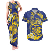 Te Vaiaho o te Gagana Tokelau Couples Matching Tank Maxi Dress and Hawaiian Shirt Polynesian Turtle - Malo Ni! LT14 Blue - Polynesian Pride