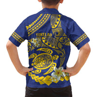 Te Vaiaho o te Gagana Tokelau Family Matching Short Sleeve Bodycon Dress and Hawaiian Shirt Polynesian Turtle - Malo Ni! LT14 - Polynesian Pride