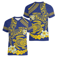 Te Vaiaho o te Gagana Tokelau Women V-Neck T-Shirt Polynesian Turtle - Malo Ni! LT14 - Polynesian Pride