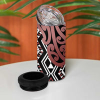 New Zealand 4 in 1 Can Cooler Tumbler Aotearoa Kowhaiwhai Mix Taniko Art - Brown LT14 - Polynesian Pride