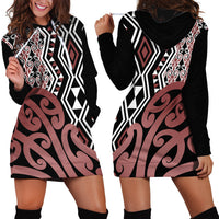 New Zealand Hoodie Dress Aotearoa Kowhaiwhai Mix Taniko Art LT14 - Polynesian Pride