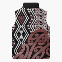 New Zealand Sleeveless Puffer Jacket Aotearoa Kowhaiwhai Mix Taniko Art - Polynesian Pride