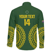 Custom Avaiki Cook Islands Rugby Family Matching Long Sleeve Bodycon Dress and Hawaiian Shirt Kuki Airani Tatau Green LT14 - Polynesian Pride