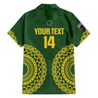 Custom Avaiki Cook Islands Rugby Family Matching Off Shoulder Maxi Dress and Hawaiian Shirt Kuki Airani Tatau Green LT14 - Polynesian Pride