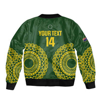 Custom Avaiki Cook Islands Rugby Sleeve Zip Bomber Jacket Kuki Airani Tatau Green LT14 - Polynesian Pride