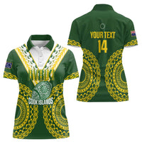 Custom Avaiki Cook Islands Rugby Women Polo Shirt Kuki Airani Tatau Green - Polynesian Pride