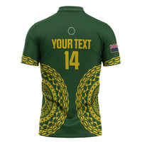 Custom Avaiki Cook Islands Rugby Zipper Polo Shirt Kuki Airani Tatau Green - Polynesian Pride