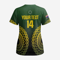 Custom Avaiki Cook Islands Rugby Scrub Top Kuki Airani Tatau Black - Polynesian Pride
