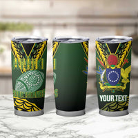 Custom Avaiki Cook Islands Rugby Tumbler Cup Kuki Airani Tatau Black - Polynesian Pride