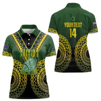 Custom Avaiki Cook Islands Rugby Women Polo Shirt Kuki Airani Tatau Black - Polynesian Pride
