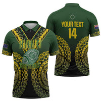 Custom Avaiki Cook Islands Rugby Zipper Polo Shirt Kuki Airani Tatau Black - Polynesian Pride