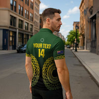 Custom Avaiki Cook Islands Rugby Zipper Polo Shirt Kuki Airani Tatau Black - Polynesian Pride