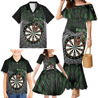Personalised New Zealand Darts Family Matching Mermaid Dress and Hawaiian Shirt Dartboard Maori Fern Puhoro Art LT14 - Polynesian Pride
