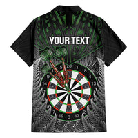 Personalised New Zealand Darts Family Matching Off Shoulder Maxi Dress and Hawaiian Shirt Dartboard Maori Fern Puhoro Art LT14 - Polynesian Pride